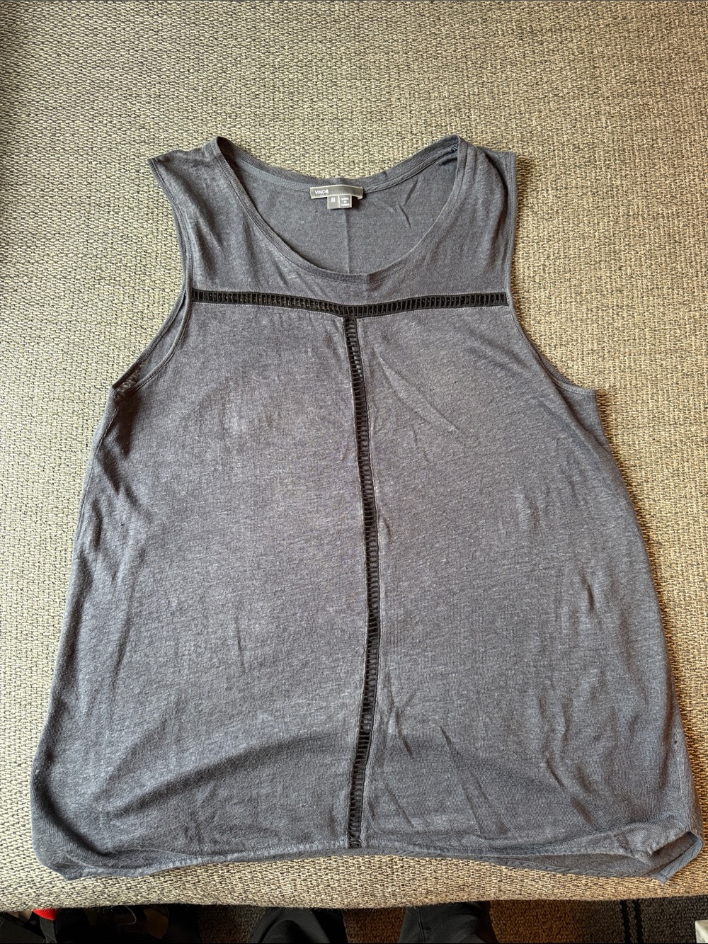 Vince Gray Tank Top with Black Trim Detail